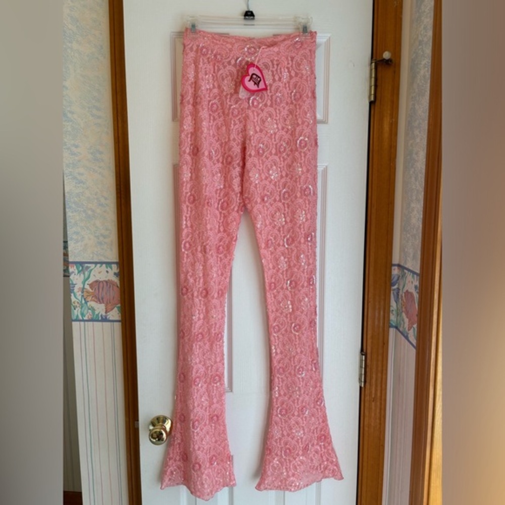 Dyspnea Sheer Pink Sequin Pants